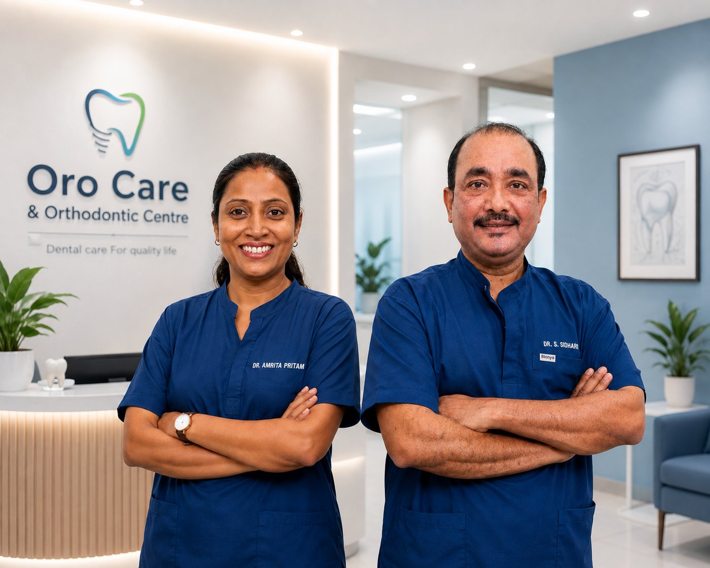Dr. Amrita Pritam and Dr. Saptrishi Sidharth, lead doctors at Oro Care & Orthodontic Centre