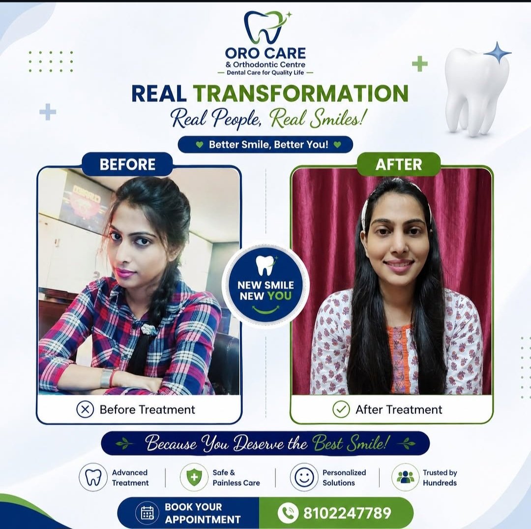 Real patient before and after transformation shared after their treatment at Oro Care
