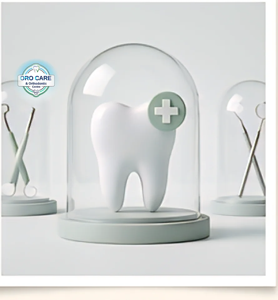 A protected tooth model representing emergency dental care for children